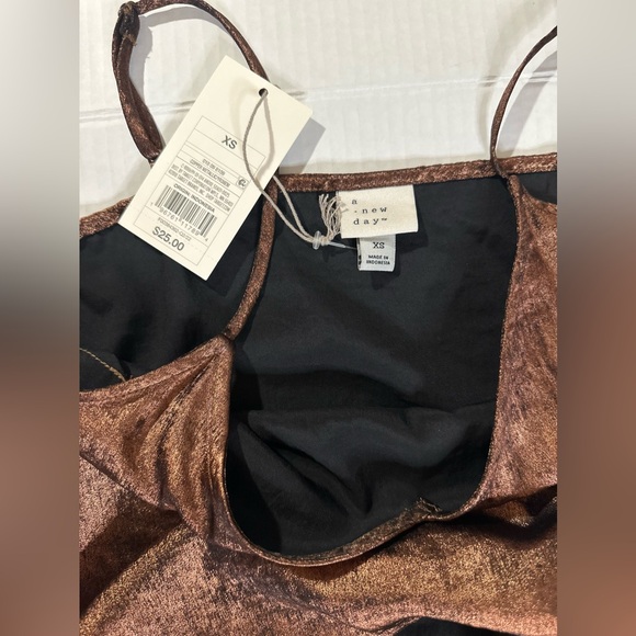 A New Day Copper Metallic Cami Slip Dress XS NWT - Picture 7 of 9